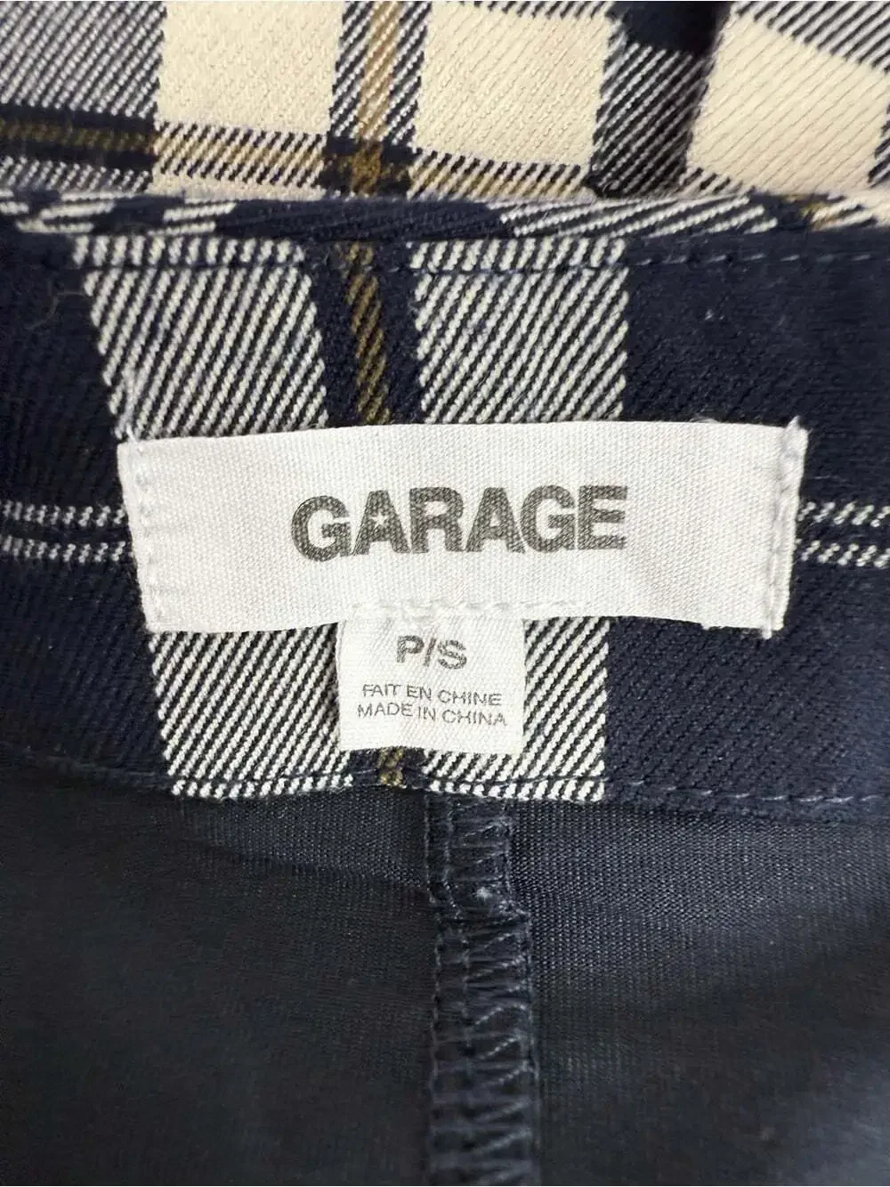 Garage SKORT skirt shorts under navy Black and Cream Plaid Pleated Mini Skirt